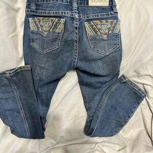 Kids Blue Embroidered Jeans
